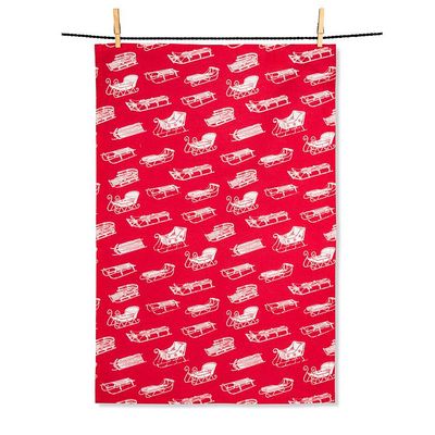 Winter Sled Kitchen Towel 18" x 28"