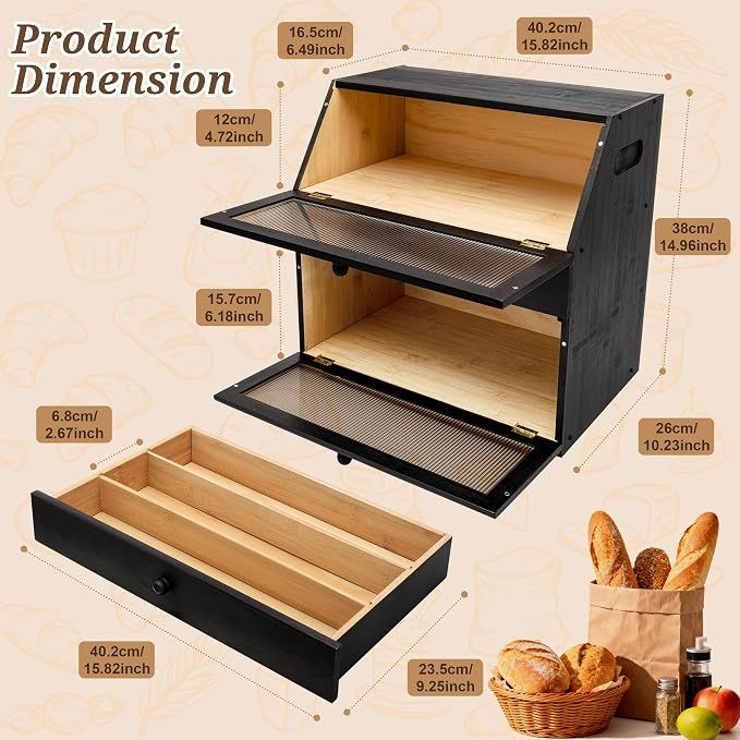 Bread Box Countertop with Knife Drawer &amp; Utensil Storage