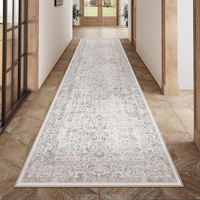 PureCozy 2x10 Washable Runner Rug, Grey Vintage
