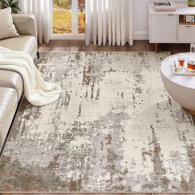 UERMEI 6'x9' Washable Neutral Modern Abstract Area Rug