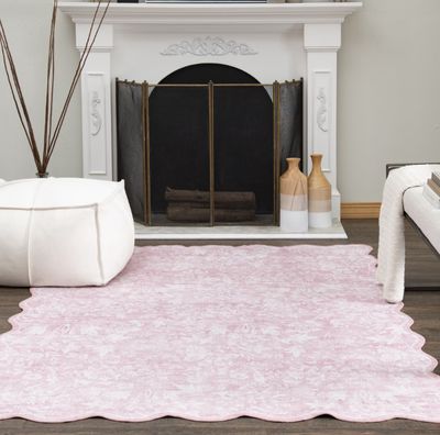 Mainstays 5'x7' Modern Abstract Plush Scallop Shape Rug, Pink