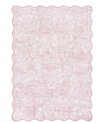 Mainstays 5'x7' Modern Abstract Plush Scallop Shape Rug, Pink