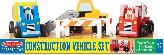 Melissa &amp; Doug Construction Vehicle Wooden Play Set (8 pcs)