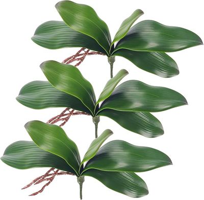 Miracliy Phalaenopsis Orchid Leaves Fake Leaves Real Latex Touch Plants - Set of 3