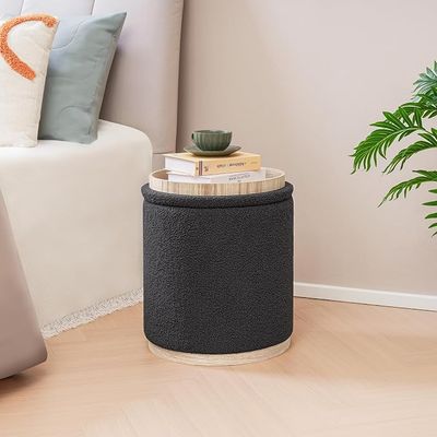 PINPLUS Round Storage Ottoman with Tray