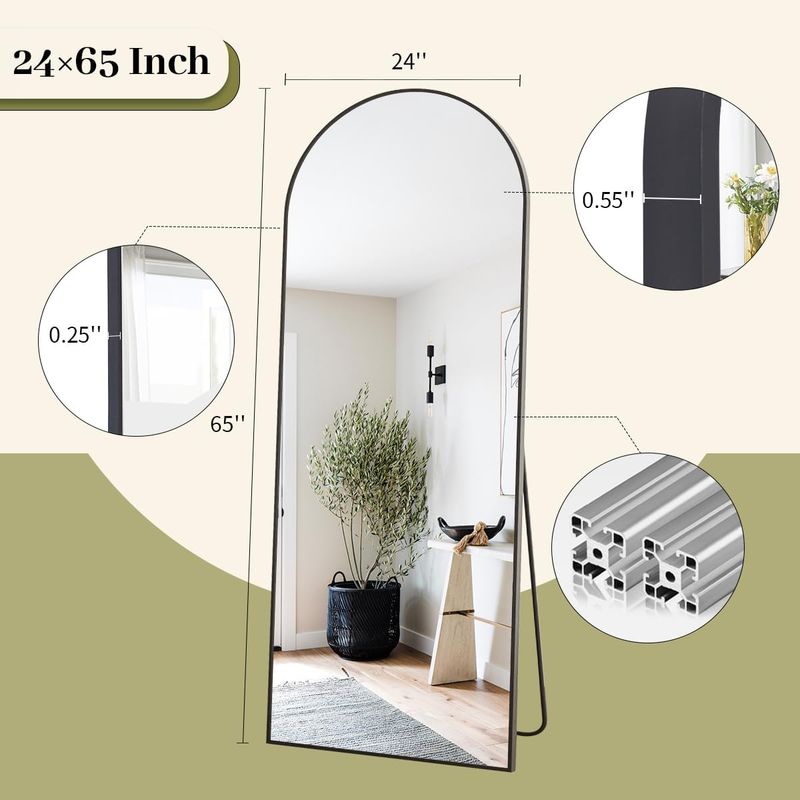 BEAUTYPEAK 65"x24" Arch Floor Mirror