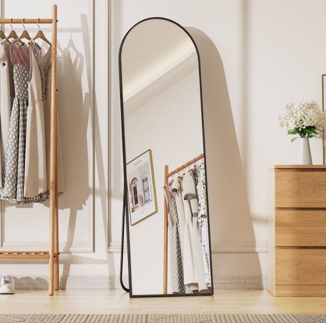BEAUTYPEAK 59"x16" Arched Full Length Mirror Black