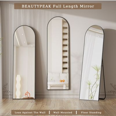 BEAUTYPEAK 59"x16" Arched Full Length Mirror Black