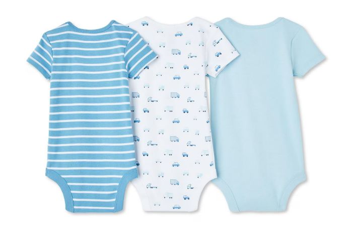 George Baby Boys' Layette 100% Cotton 3-Pack Bodysuit 6-12months