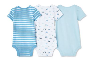 George Baby Boys' Layette 100% Cotton 3-Pack Bodysuit 6-12months