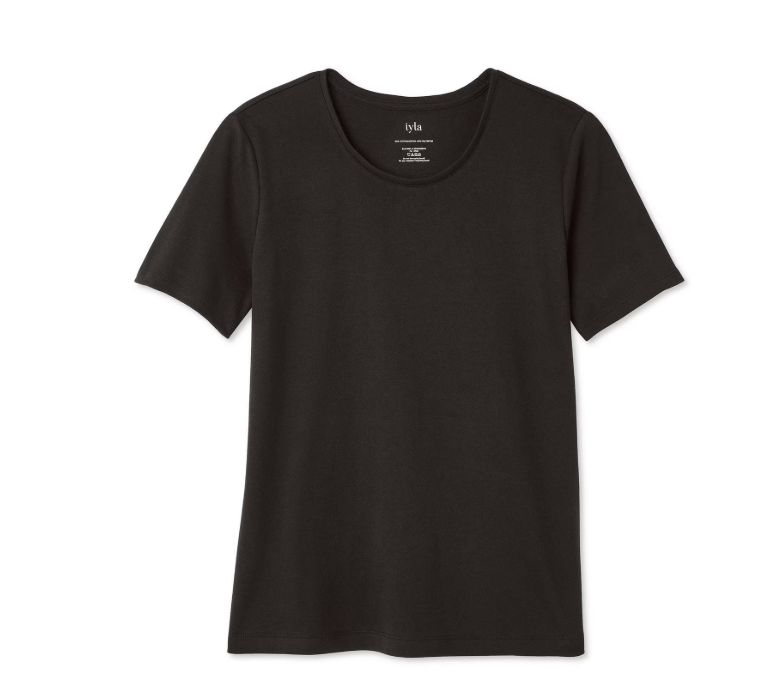 Iyla Women's Interlock Crew Neckline Tee Black Medium