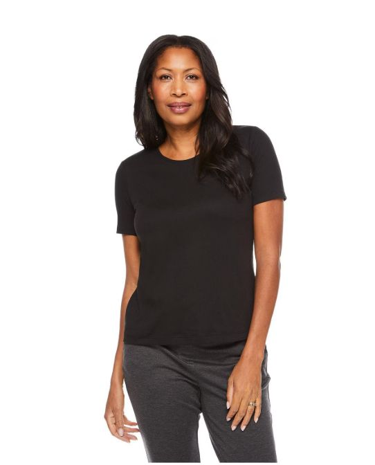 Iyla Women's Interlock Crew Neckline Tee Black Medium