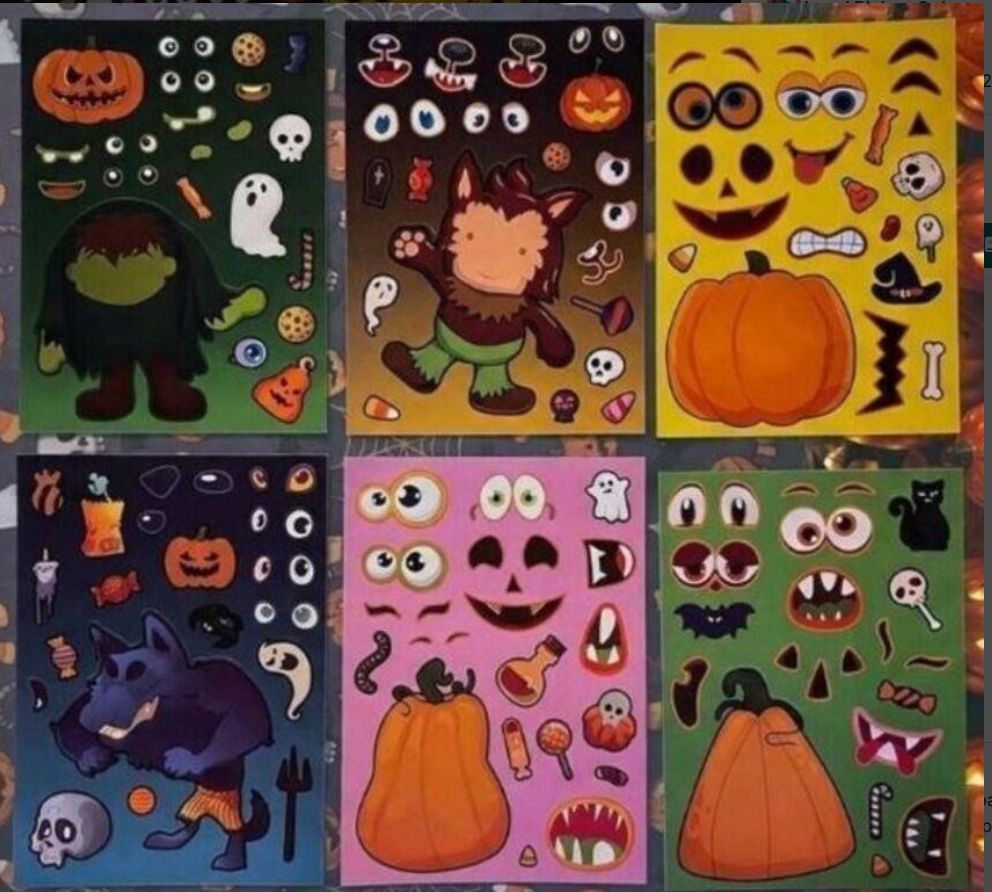 48 Sheets Halloween Make a Face Stickers