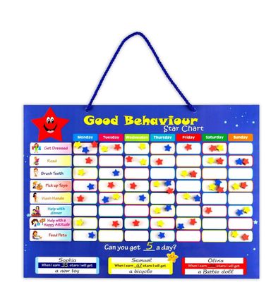 Coolcho Chore Chart Magnetic Behavior Chart for Kids with 20 Chore Magnets and 198 Rewards Stars, Blue