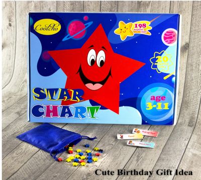 Coolcho Chore Chart Magnetic Behavior Chart for Kids with 20 Chore Magnets and 198 Rewards Stars, Blue