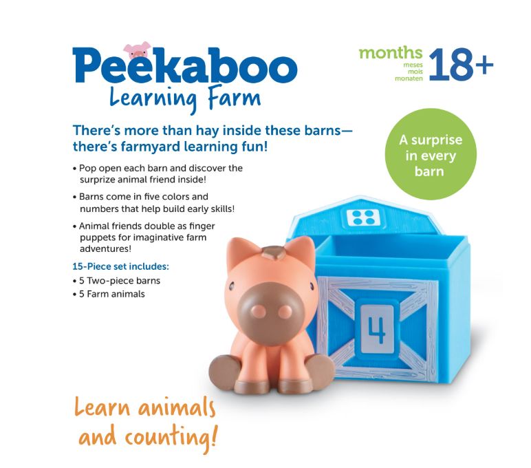Learning Resources Peekaboo Learning Farm, Sorting Toy, Ages 18 Months and Up
