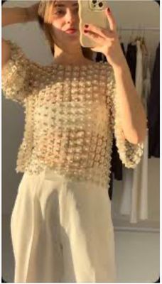 Women's Celebrity Handwork Pearl Beaded Top XXL