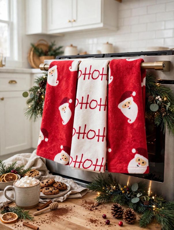Holiday Time 3 Pack Hand Towel Set Christmas
