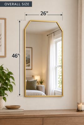 Gold-Framed Geometric Wall Mirror, 26" x 46"