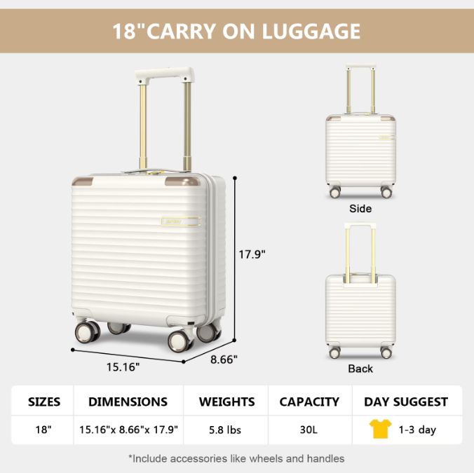 Joyway 18" Carry-On Luggage Lightweight Hardshell Suitcase