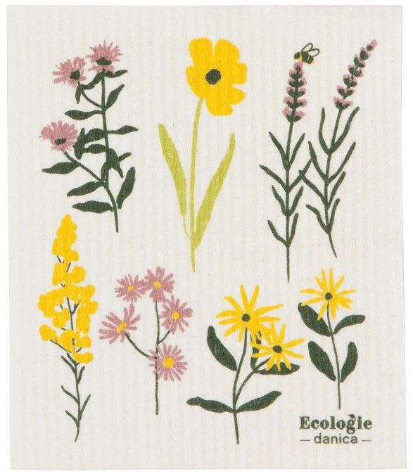 Danica Ecologie Swedish Dishcloth, Bees &amp; Bloom 6PK