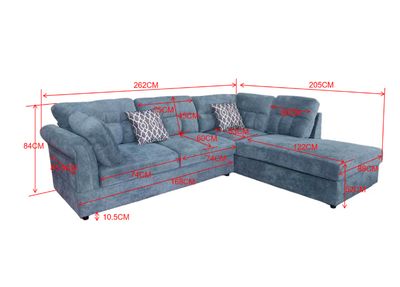 K Living Anchor Fabric Sectional w/Ottoman &amp; Cushions