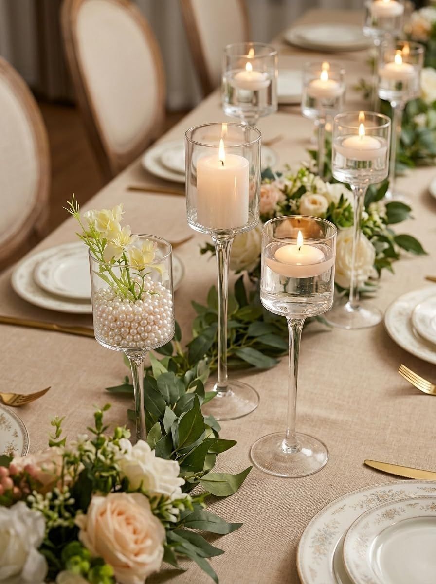 3-Piece Set; Long Stem Candle Stand