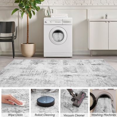SIXHOME 5'x7' Black and White Abstract Area Rug
