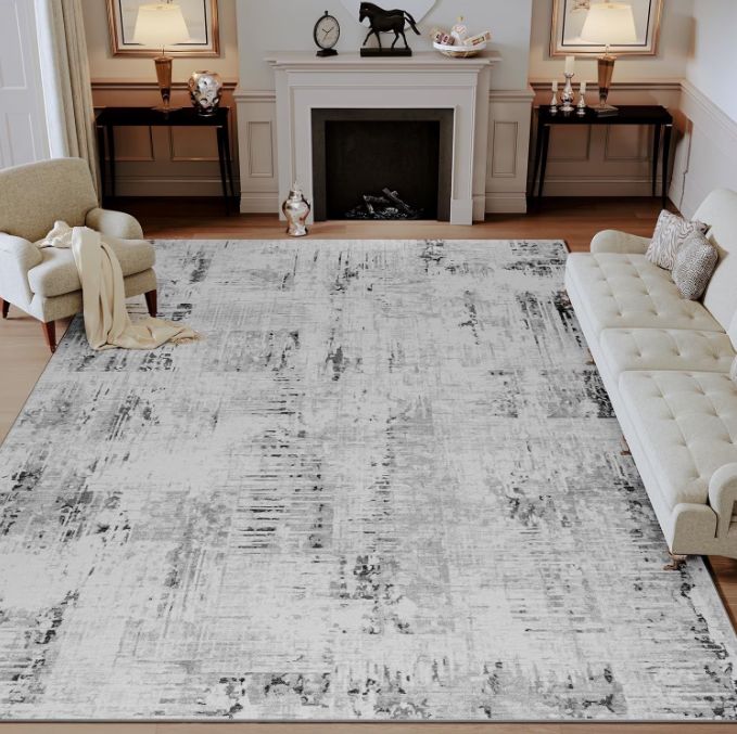 SIXHOME 5'x7' Black and White Abstract Area Rug
