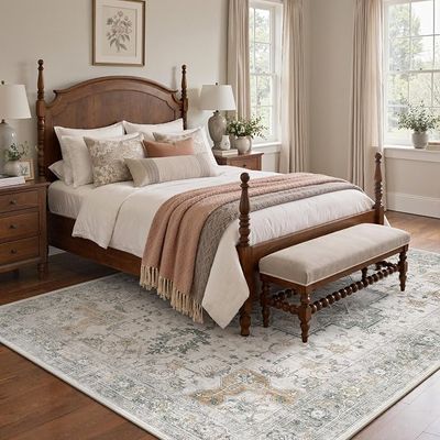 GENIMO 3'x5' Retro Floral Printed Area Rug