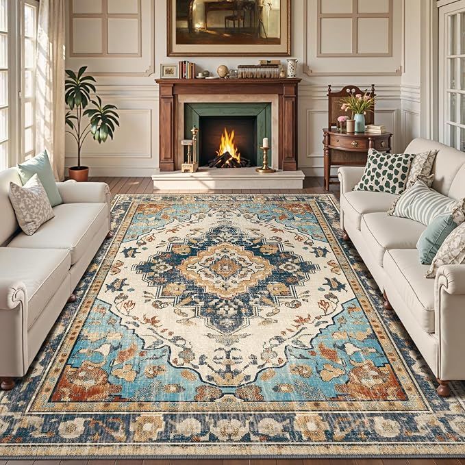 KIRFEIHT 9'x12' Vintage Boho Area Rug