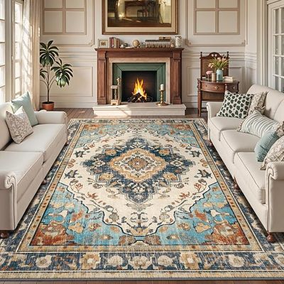KIRFEIHT 9'x12' Vintage Boho Area Rug