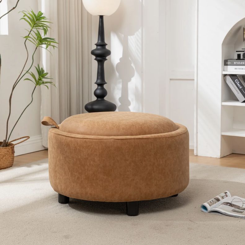 Mercer41 Savinien Upholstered Round Storage Ottoman
