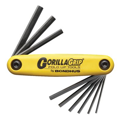BONDHUS Gorilla Grip Hex fold up 9pcs Key Set 0.050-3/16&quot;