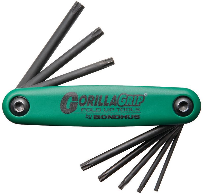 BONDHUS Gorilla Grip Hex fold up 8pcs Torx Key Set TX6-TX25