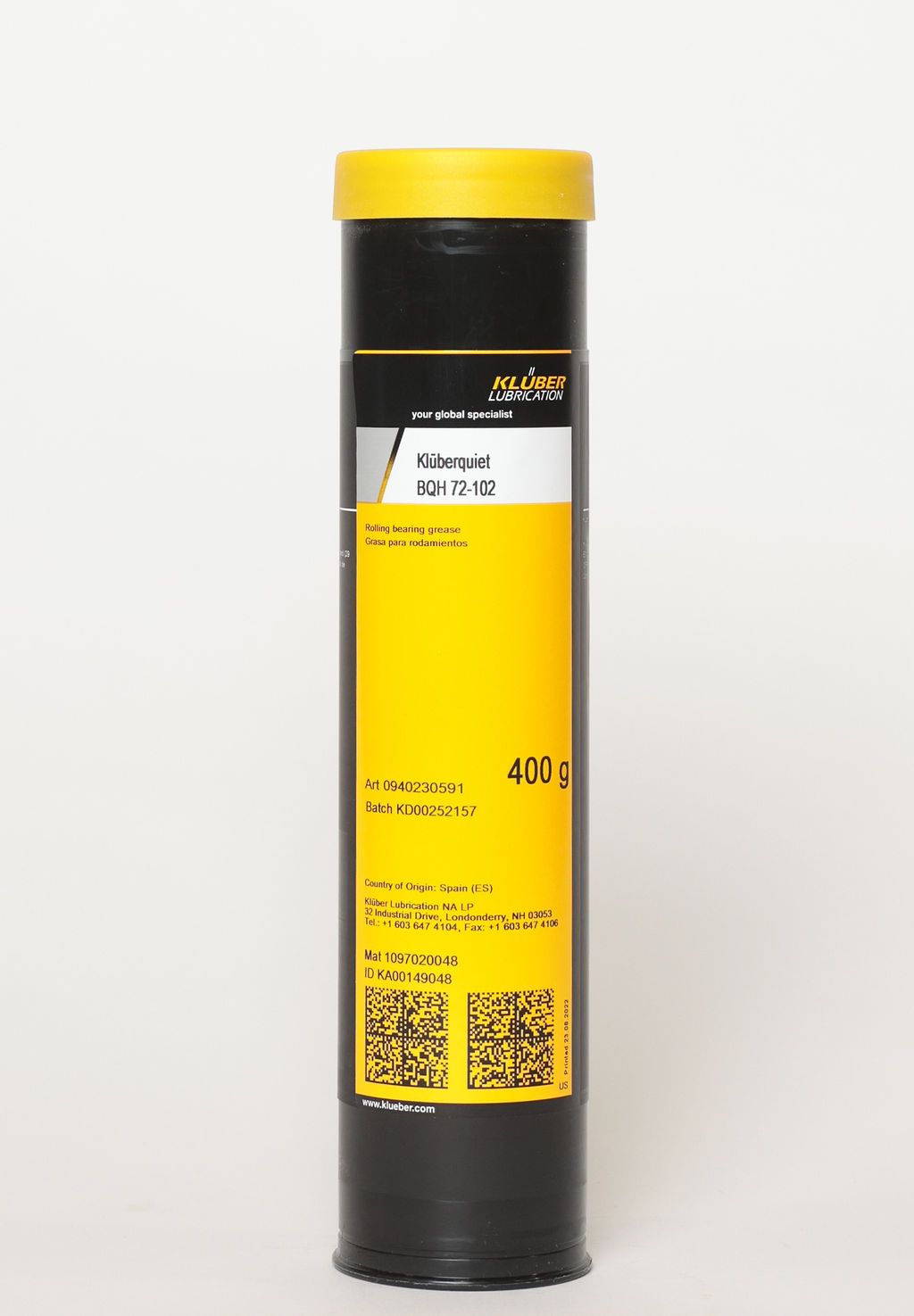 Kluber KLUBERQUIET BQH 72102 High Temperature Grease 400 g cartridge