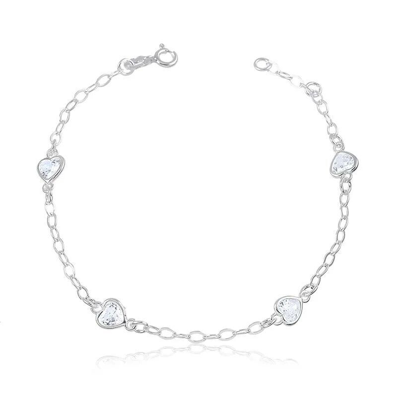 Bracelet with 4 Heart-Shaped Zirconias