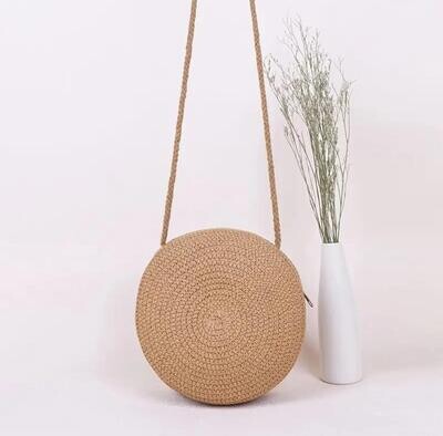 Mini- Straw Woven Round Bag, Delicate Textured Crossbody Bag