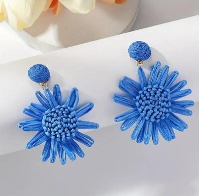 (1 Pair) Hand-Woven Sunflower Earrings- Boho Vacation Style