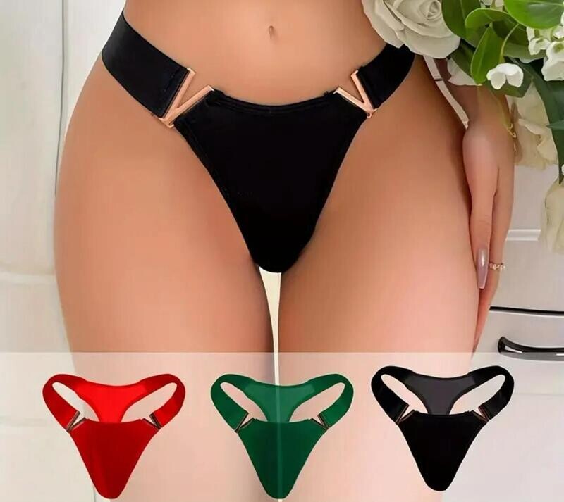 Simple Solid Thong, Soft and Comfy Stretchy Intimate Panties