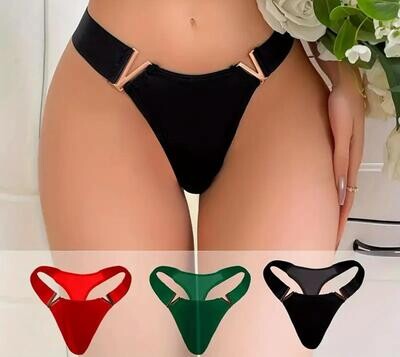 Simple Solid Thong, Soft and Comfy Stretchy Intimate Panties
