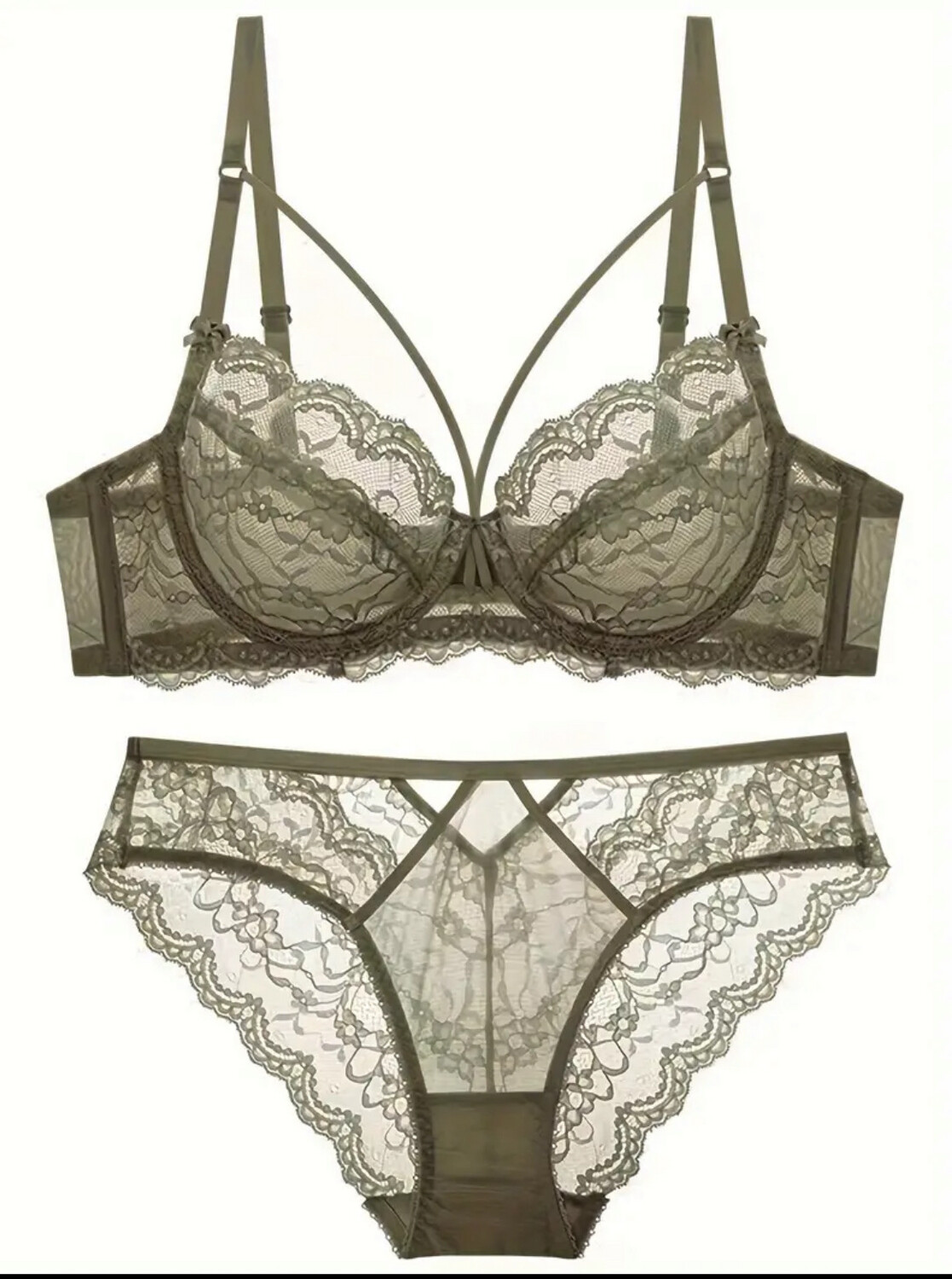 Solid Floral Lace Set