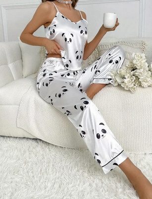 Panda Print Pajama Set