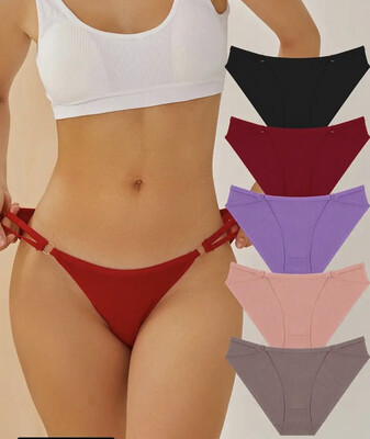 5pcs Comfy Seamless Ring Cut Out Briefs - Stretchy and Breathable Women&#39;s Underwear