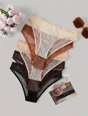 5pcs Semi-sheer Briefs