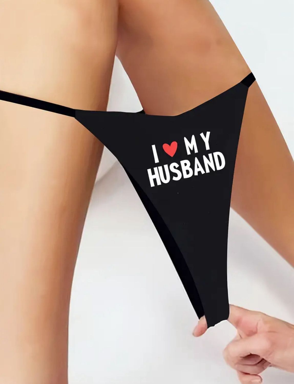 I Heart My Husband Letter Print Thongs