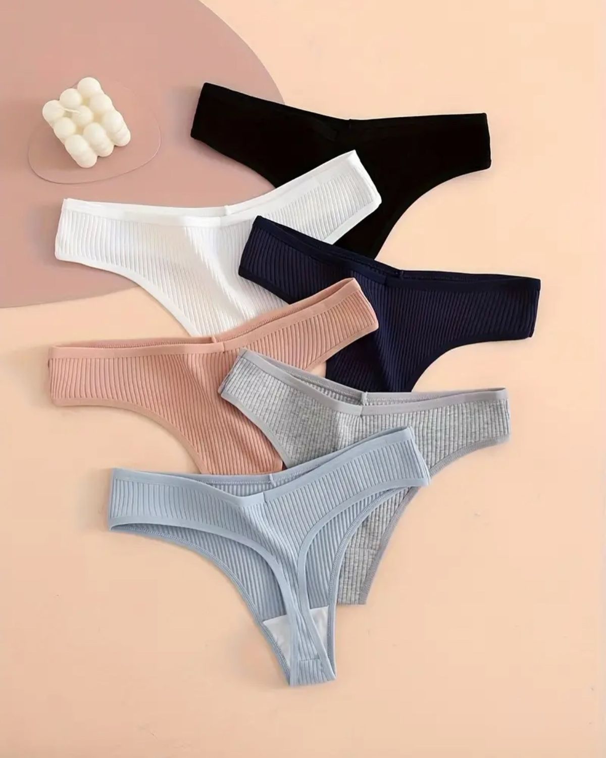 3pcs Soft and Comfy Ribbed Thongs, Stretchy Intimates Panties, Ultimate Comfort and Style