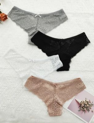 4pcs Sexy Floral Lace Hipster Panties