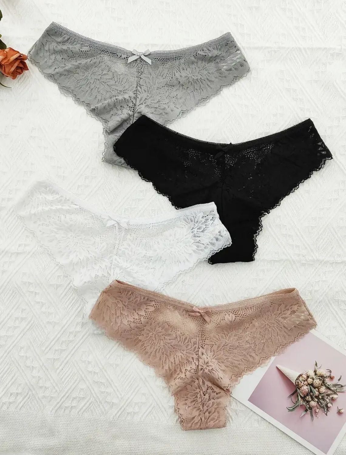 4pcs Sexy Floral Lace Hipster Panties