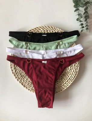 4pcs Comfy Heart Ring High Waist Panties